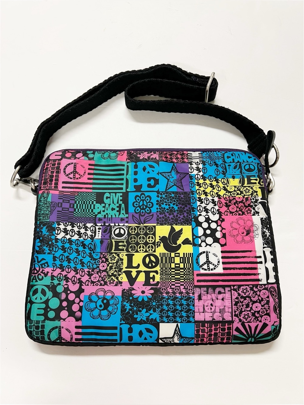 Lucky Brand Womens Y2K 2000s Vintage Colorful Graphic Design Print Laptop Bag